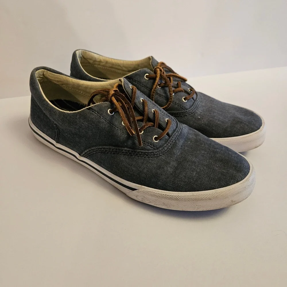 Sperry Top-Sider Striper II CVO Men Navy Blue Canvas Sneakers STS16797 Size 10.5